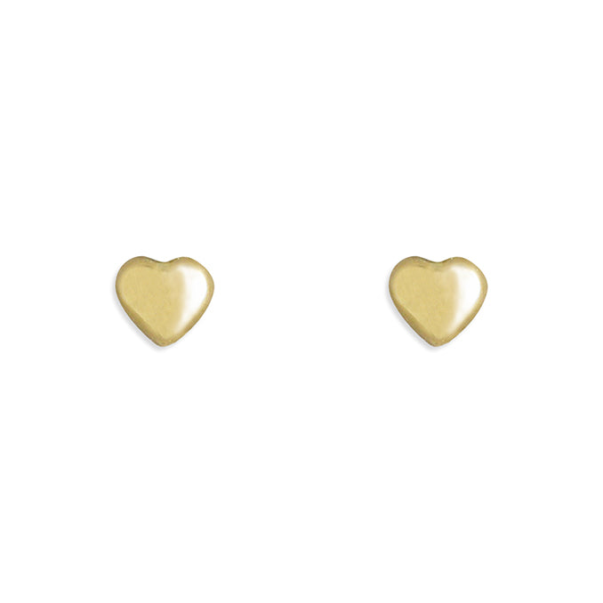 9ct Gold Solid Heart Stud Earrings