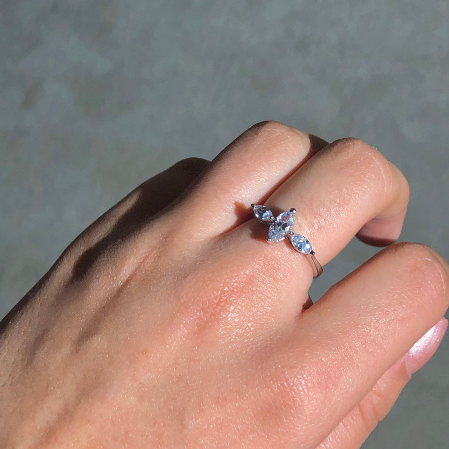 Silver Marquise Cut Ring
