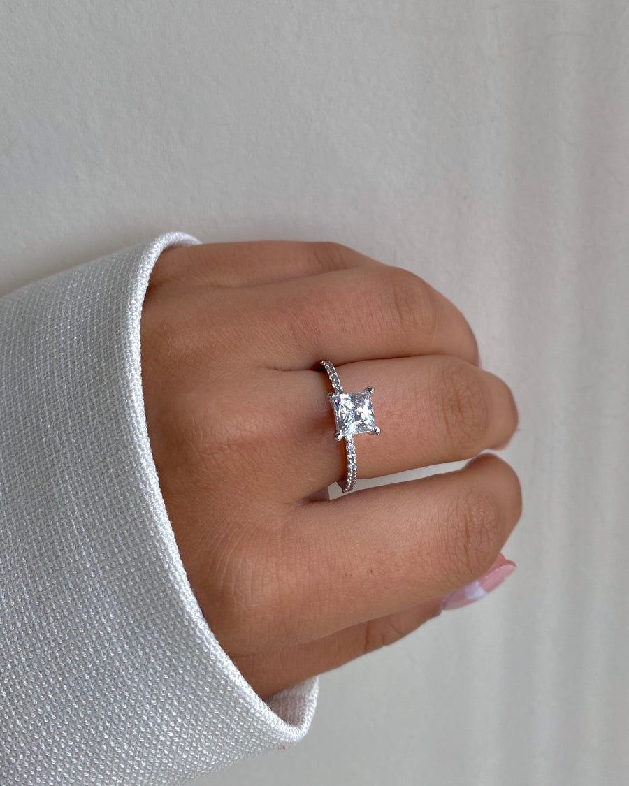 Silver Square Cut Ring