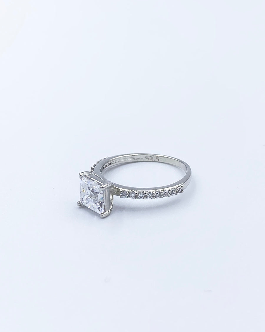Silver Princess Cut Ring