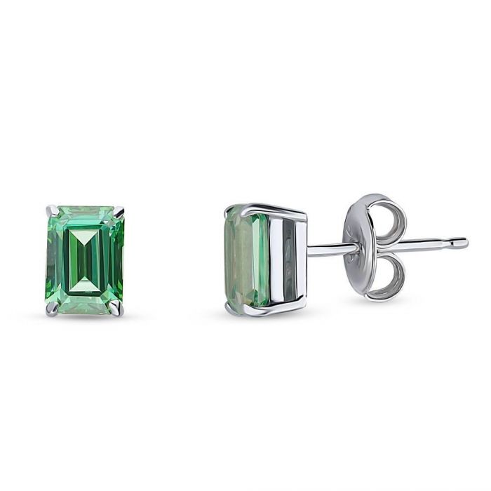 Emerald Green Baguette Cut Earrings