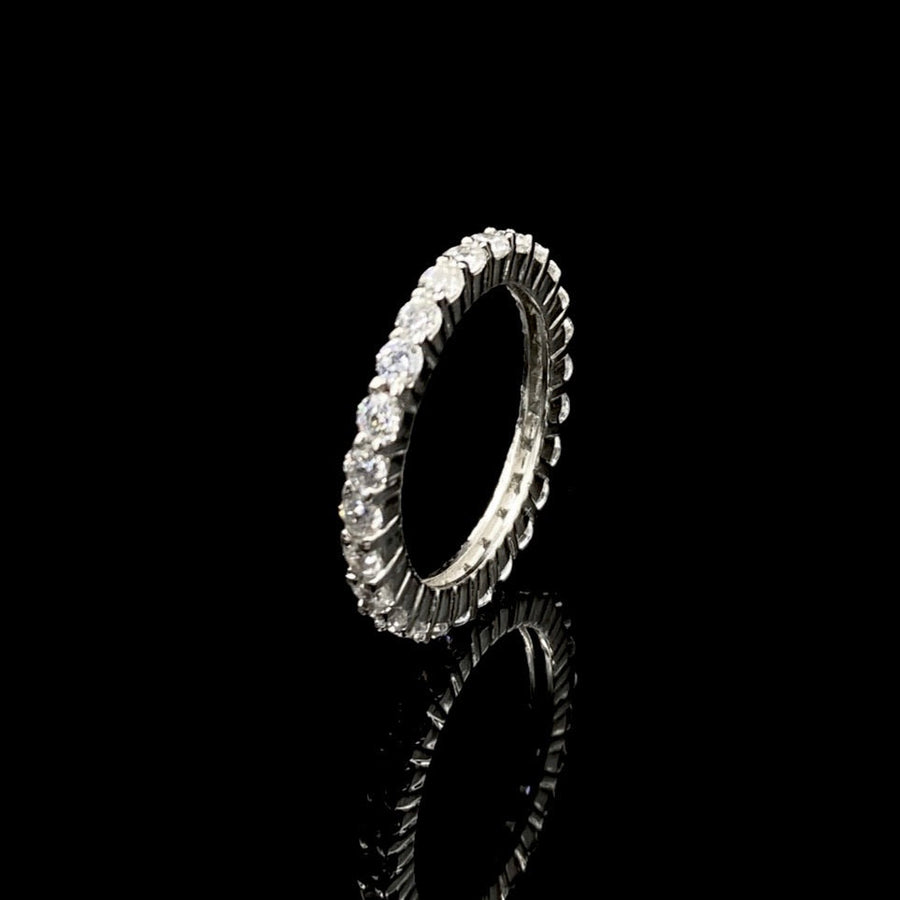 Silver Round Cut Eternity Band