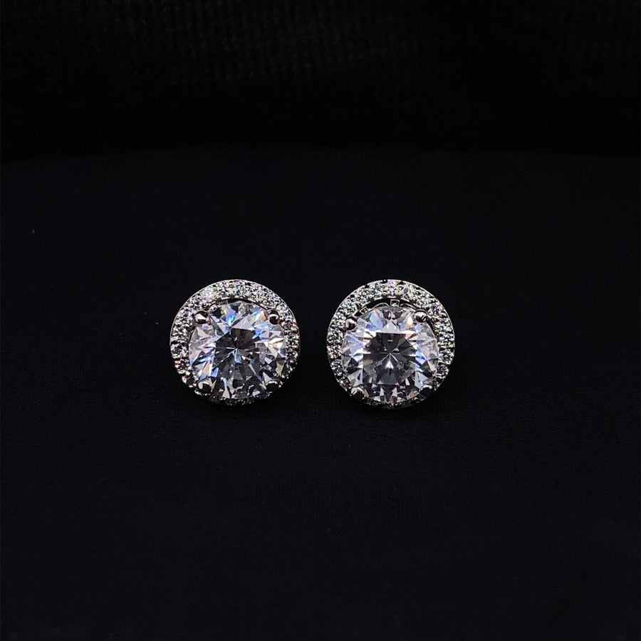 Two In One Halo Round Cut Earrings