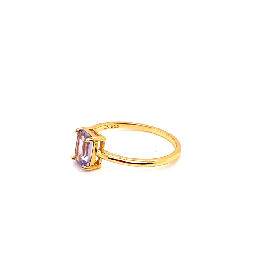 Alexandrite Sapphire Emerald Cut Gold Ring