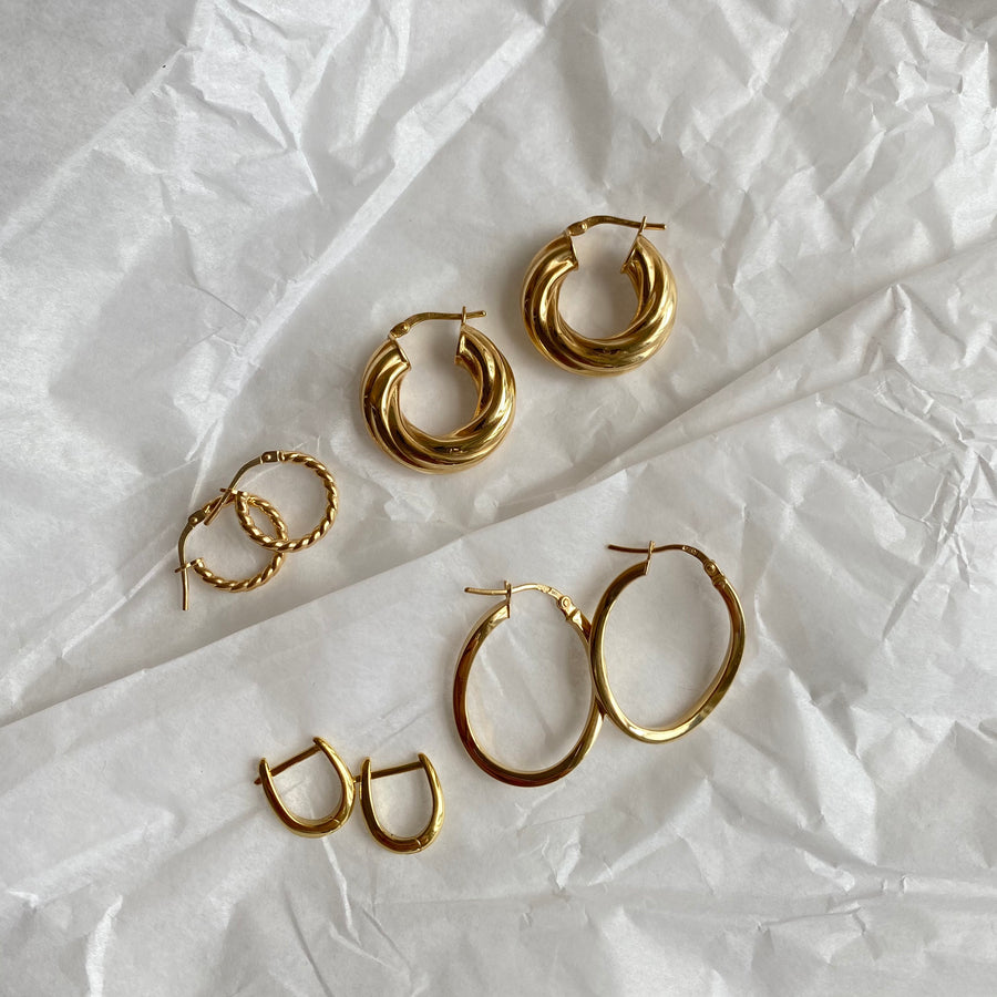Gold Swirl Effect Chunky Hoop Earrings
