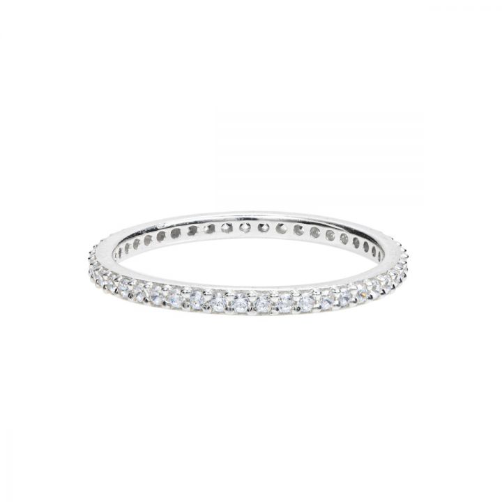 Pave Thin Silver / Gold Eternity Band Ring