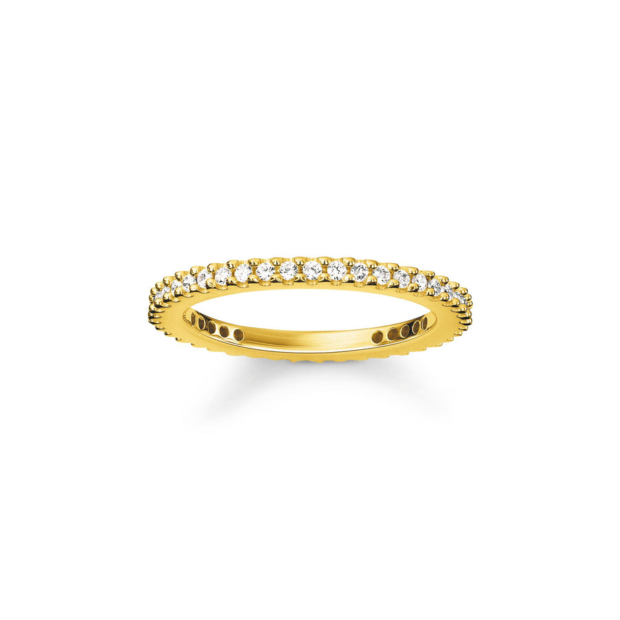 Pave Thin Silver / Gold Eternity Band Ring